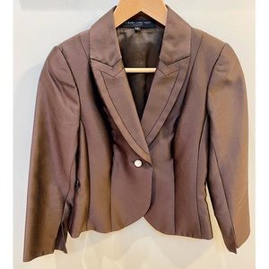 Carmen Marc Valvo Satin Fitted Crop Jacket